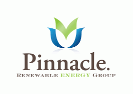 The PInnacle Renewable Energy Group logo with dark brown-grey letters and a blue and green graphic flower symbol above.